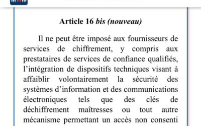 L’article 16bis, la sanctuarisation du chiffrement ?